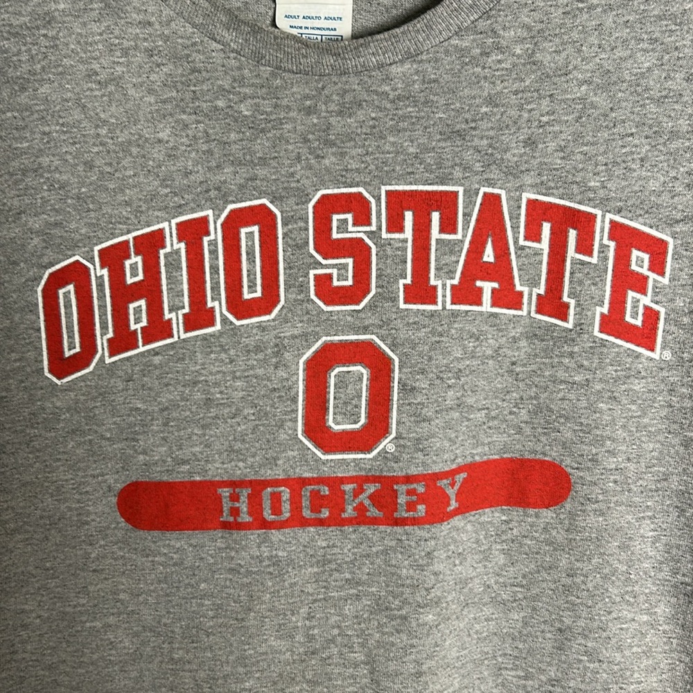 Y2K Ohio State Buckeyes NCAA Hockey Gray Delta T-Shirt Size XL. - Picture 2 of 10